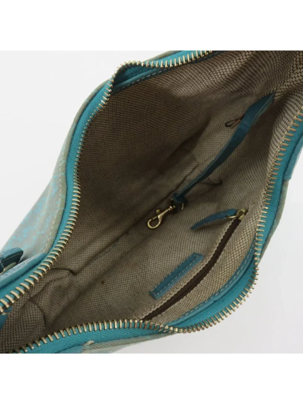 Dooney and Bourke Signature DB Logo Jacquard Hobo Shoulder Bag Blue Leather Y2K